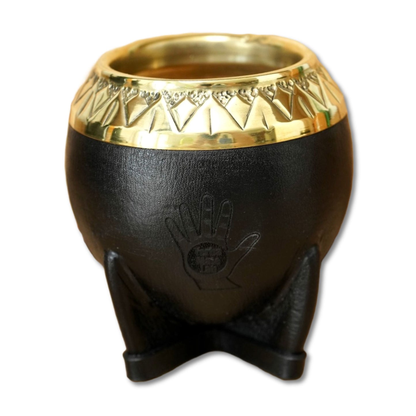 black torpedo gourd with bronze rim