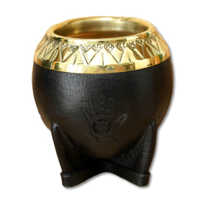 black torpedo gourd with bronze rim