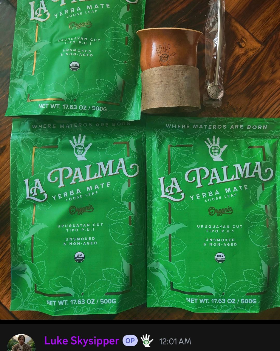 bags of la palma and mate gourd