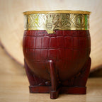 "CÁLIZ" Imperial Mate Gourd - Chiseled Bronze Rim & Croc Leather