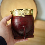 "CÁLIZ" Imperial Mate Gourd - Chiseled Bronze Rim & Croc Leather