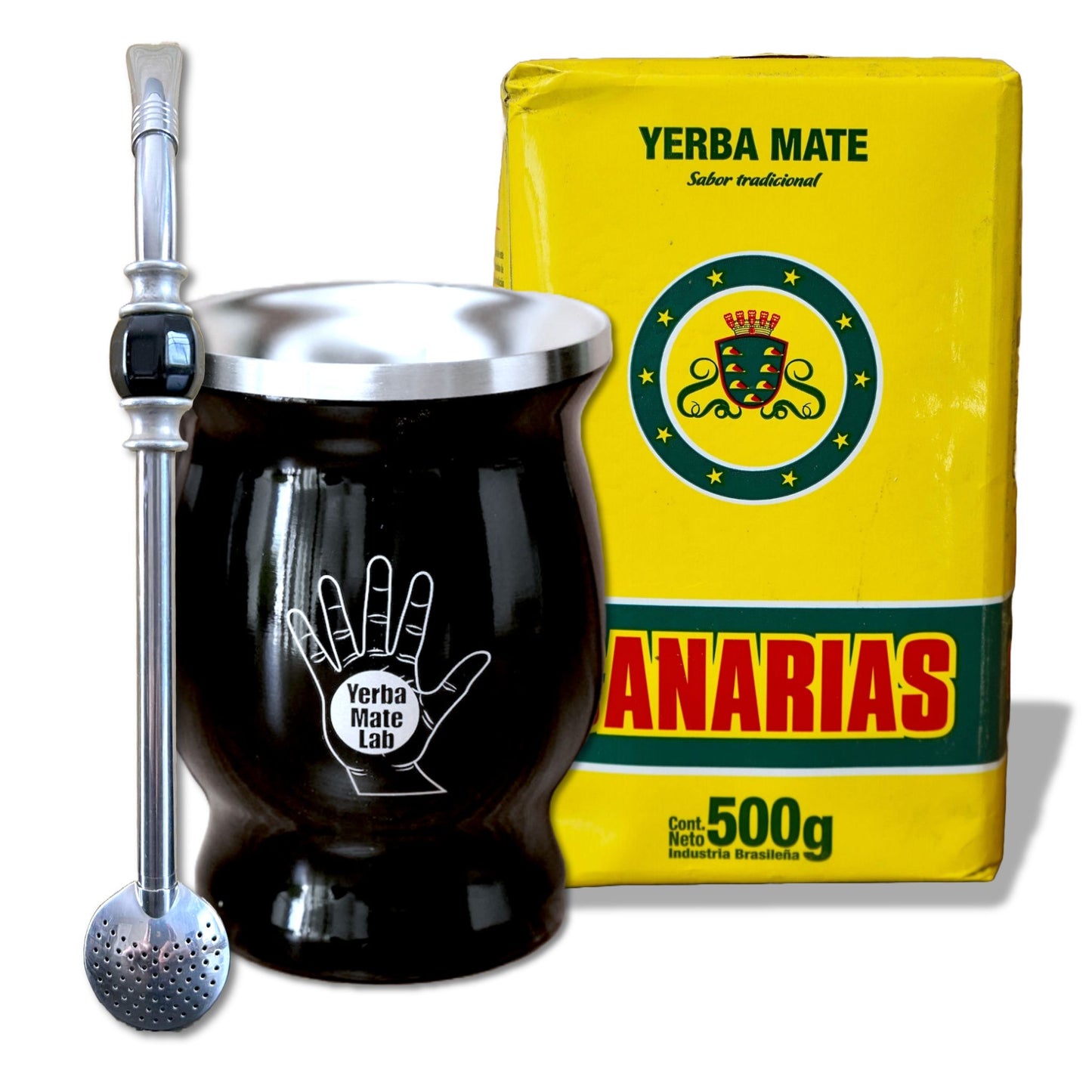 canarias yerba mate kit with stainless steel gourd