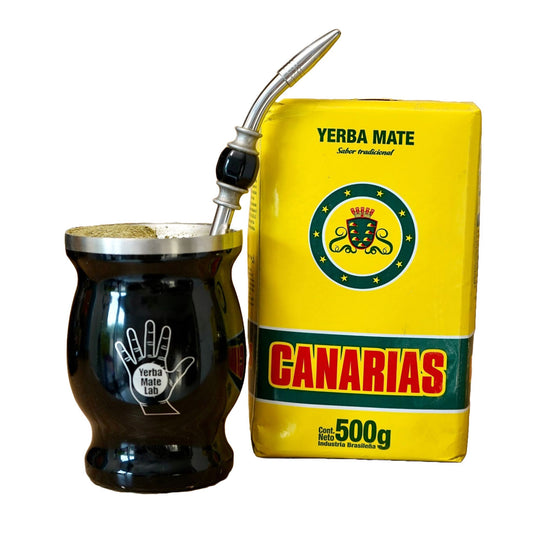 canarias yerba mate kit with stainless steel gourd