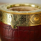 "CÁLIZ" Imperial Mate Gourd - Chiseled Bronze Rim & Croc Leather