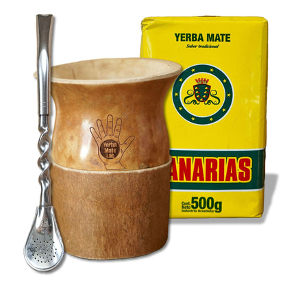Calabash Yerba Mate Kit - CRIOLLO Gourd, Bombilla, & Canarias
