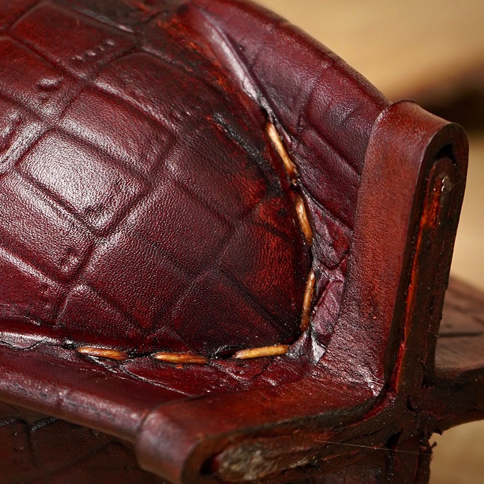 "CÁLIZ" Imperial Mate Gourd - Chiseled Bronze Rim & Croc Leather