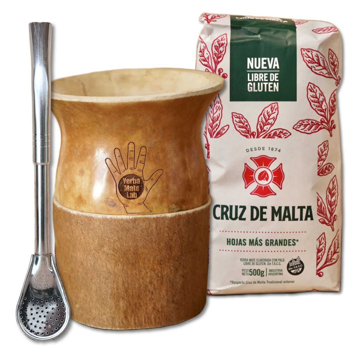 Calabash Yerba Mate Kit - Mate Gourd, Bombilla, & Yerba