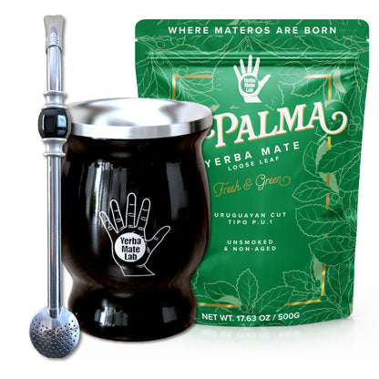 La Palma Yerba Mate Kit - Stainless Steel Gourd, Bombilla & Yerba