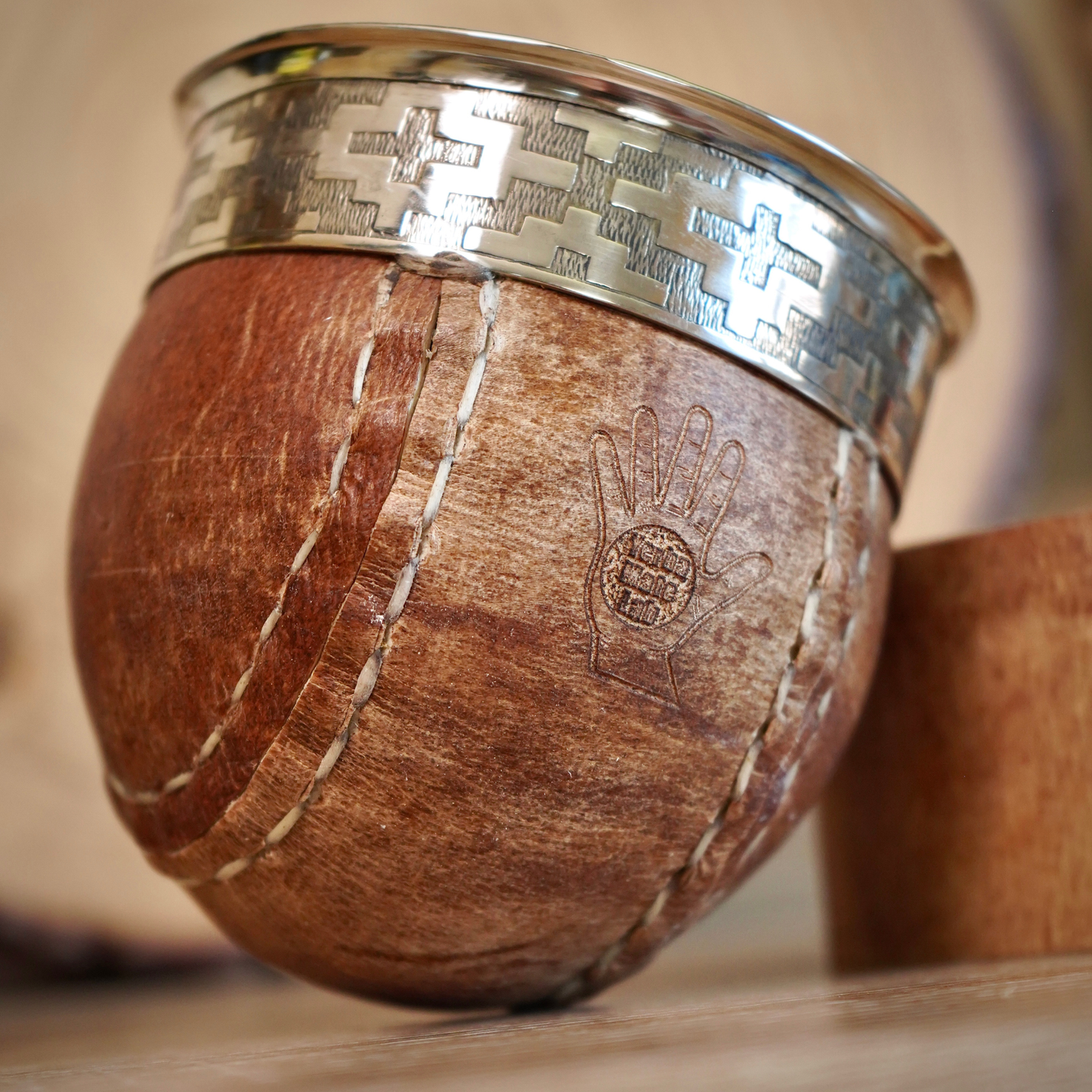 (LIMITED) Imperial Calabash Mate Gourd - Chiseled Rim & Natural Leather