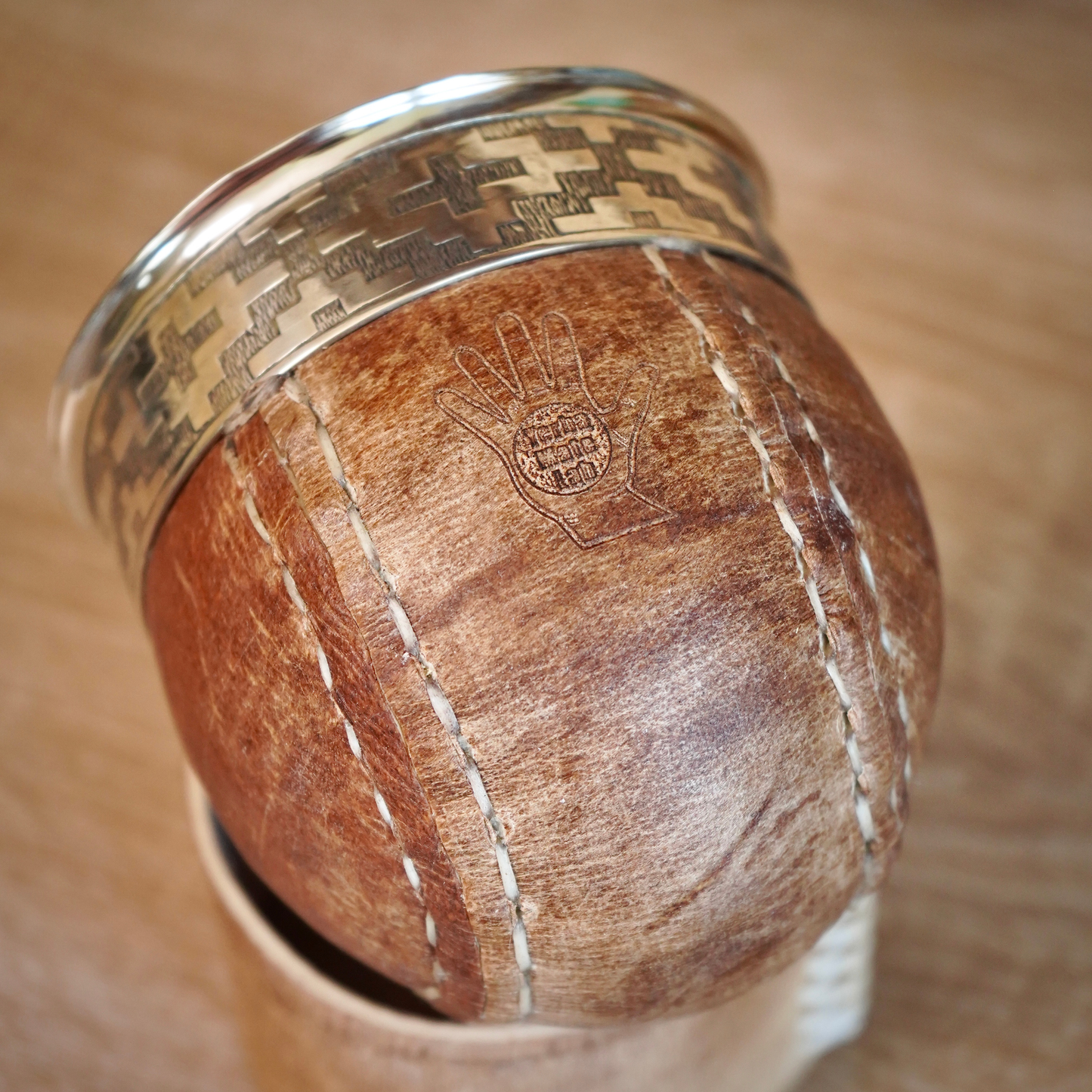 (LIMITED) Imperial Calabash Mate Gourd - Chiseled Rim & Natural Leather