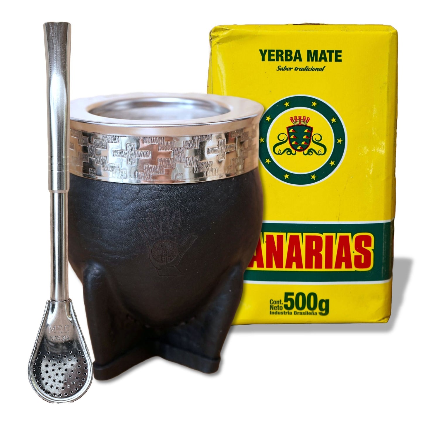 Stainless Steel Yerba Mate Kit - Imperial Steel Gourd, Bombilla, & Canarias